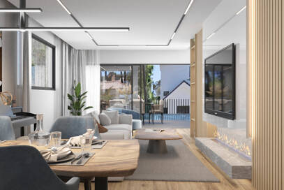 New Villa steps from the Beach with Stone Pool and a Splendid Garden