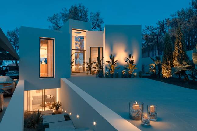 New Villa steps from the Beach with Stone Pool and a Splendid Garden