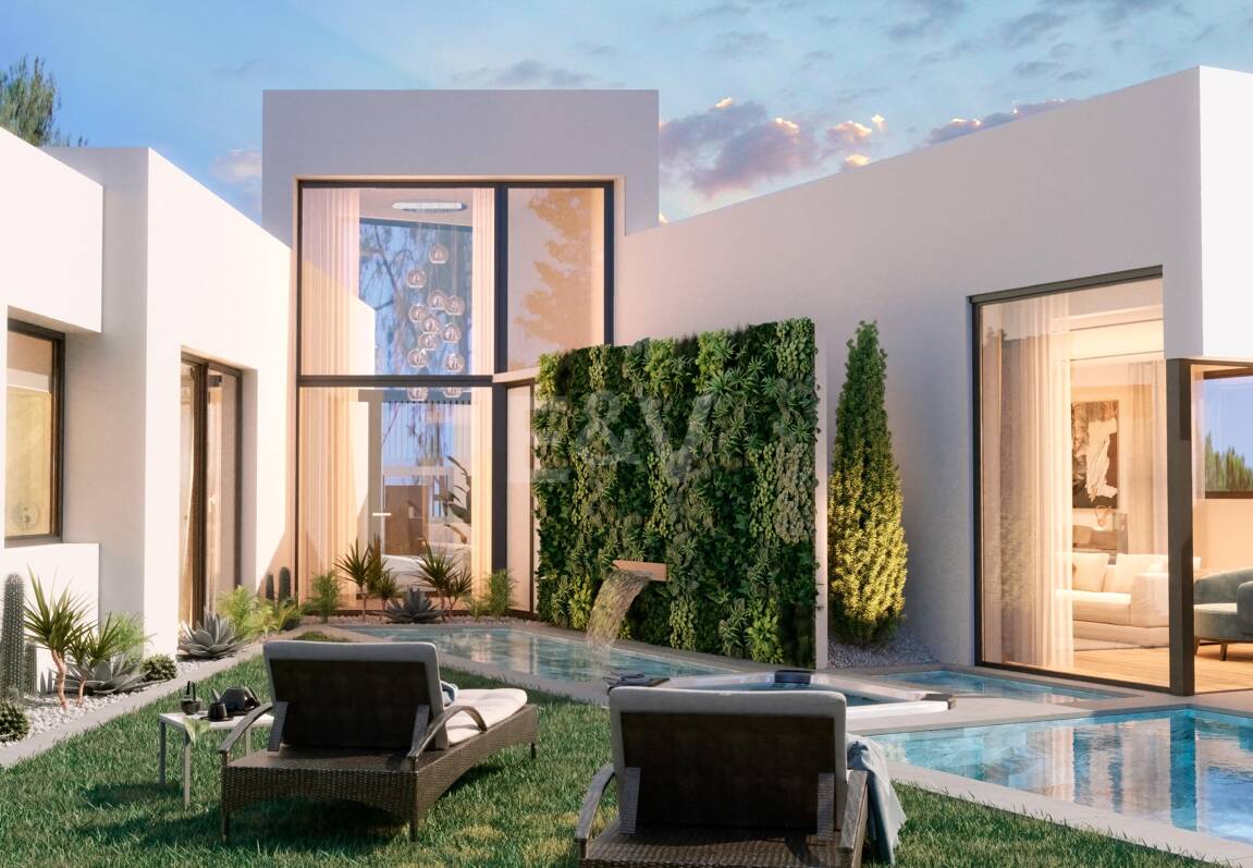 New Villa steps from the Beach with Stone Pool and a Splendid Garden