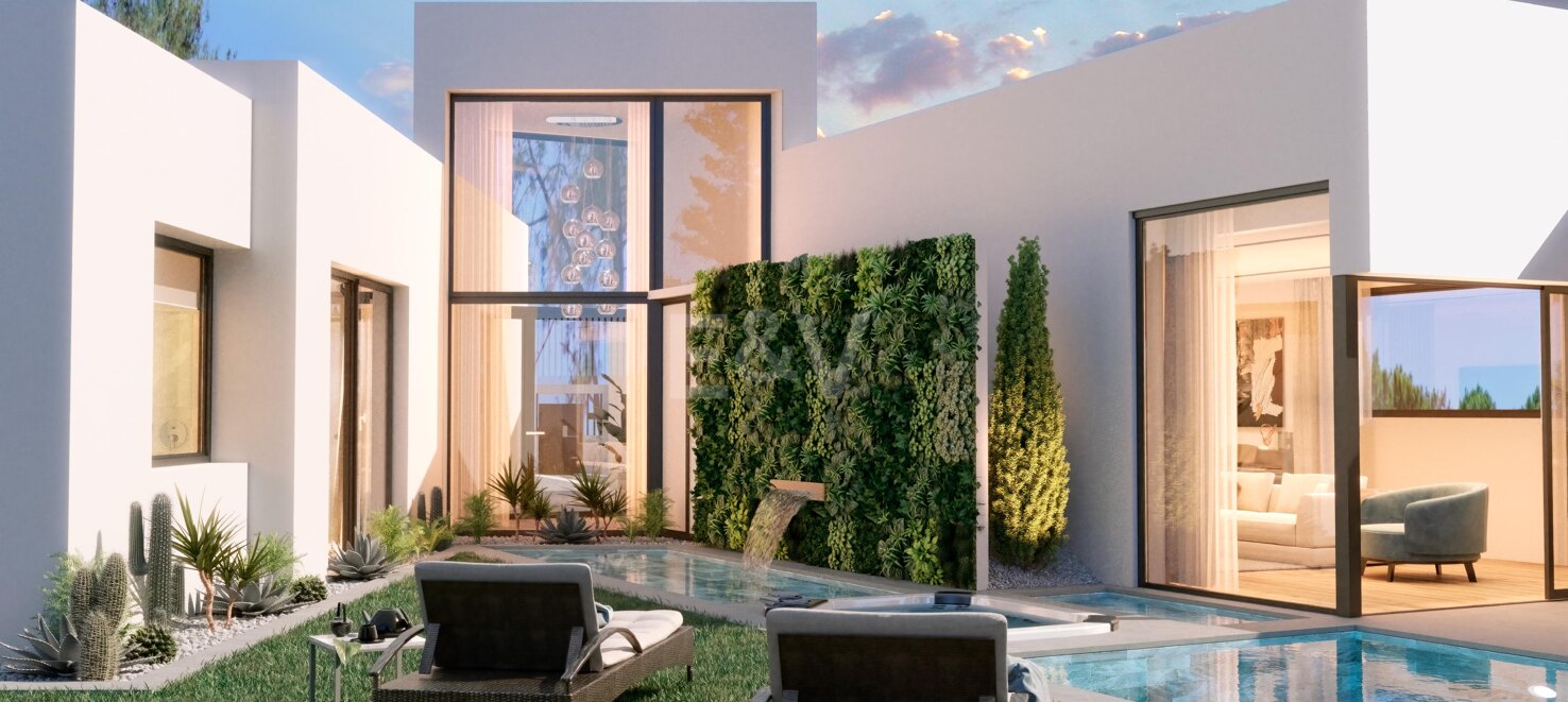 New Villa Steps from the Beach with a Stone Pool and a Splendid Garden