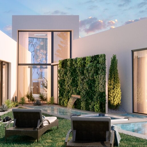 New Villa Steps from the Beach with a Stone Pool and a Splendid Garden