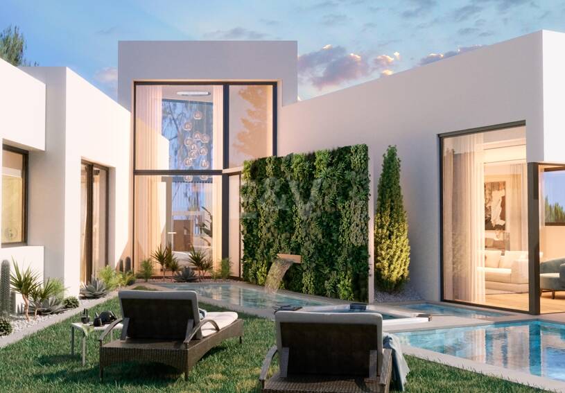 New Villa steps from the Beach with Stone Pool and a Splendid Garden