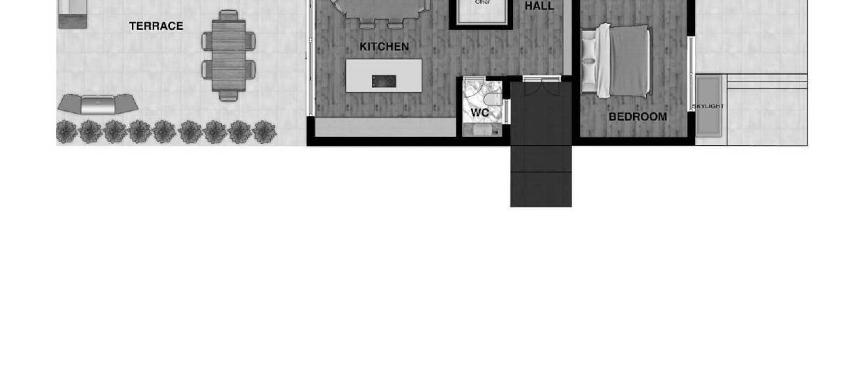 <Villa moderna con vistas al mar y montañas