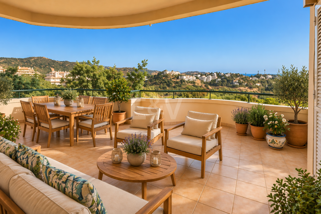 Apartamento de lujo en esquina con vistas espectaculares en Elviria Hills