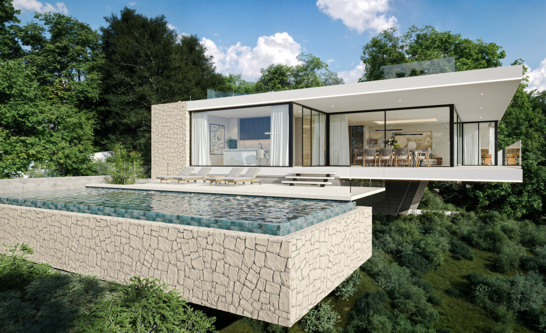 Chef-d’Œuvre contemporain avec vue imprenable sur la Méditerranée et piscine à débordement