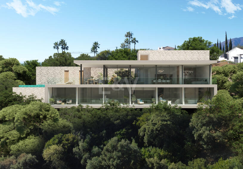 Chic Hillside Residence med panoramautsikt över havet