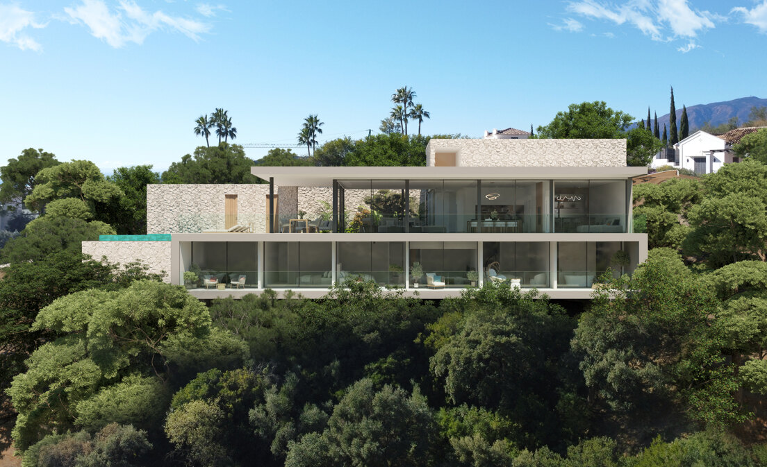 Chic Hillside Residence with Panoramic Sea Views