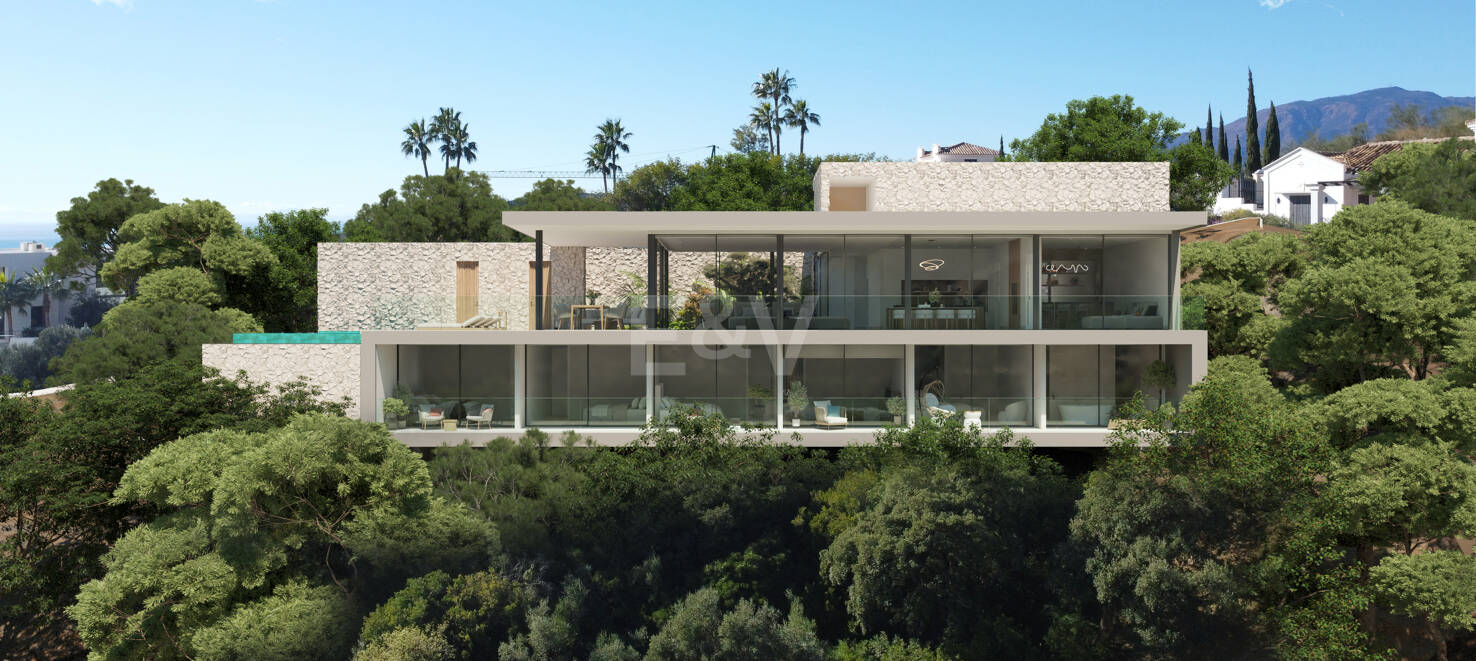 Chic Hillside Residence with Panoramic Sea Views