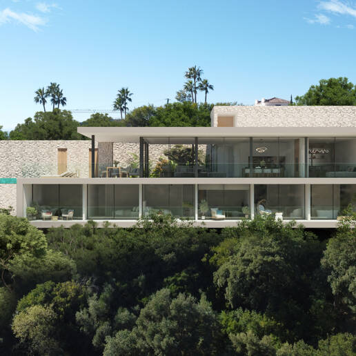 Chic Hillside Residence with Panoramic Sea Views