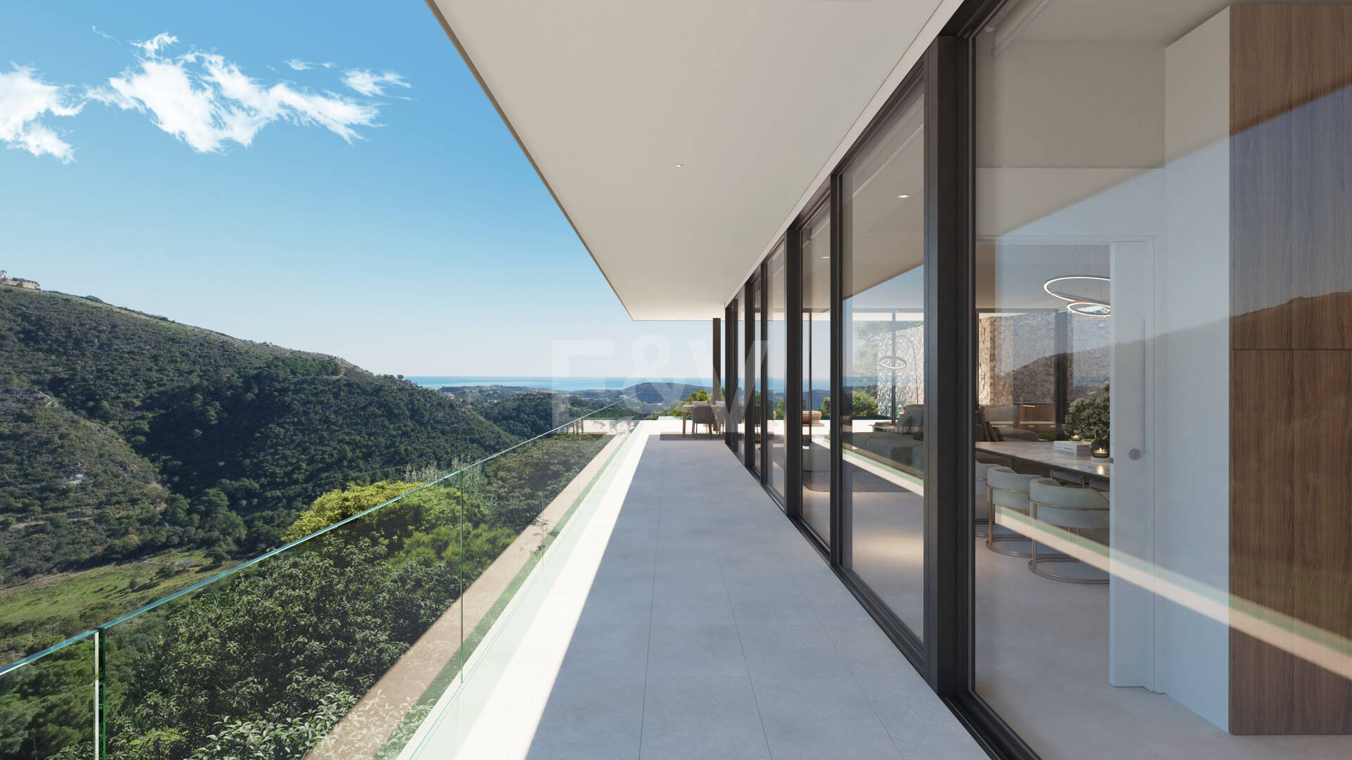 Chic Hillside Residence med panoramautsikt över havet