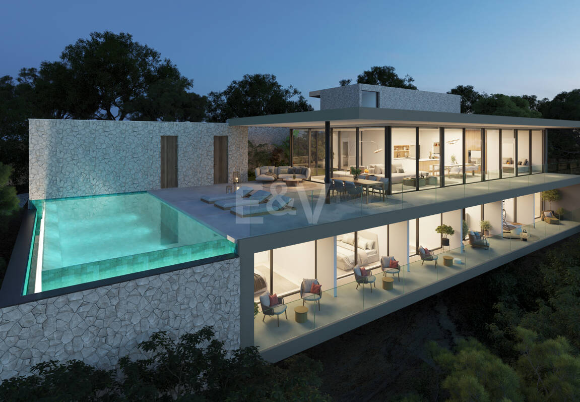 Chic Hillside Residence med panoramautsikt över havet