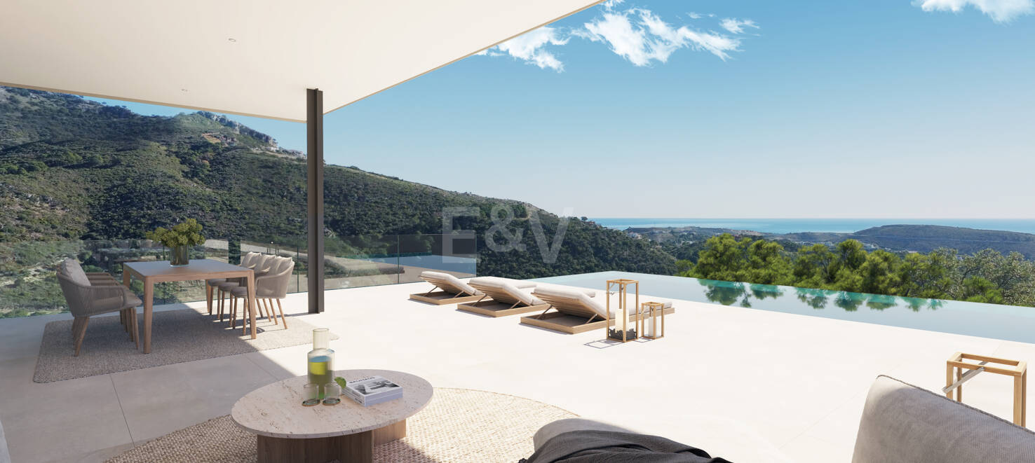 Chic Hillside Residence with Panoramic Sea Views