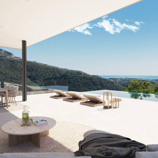 Chic Hillside Residence with Panoramic Sea Views