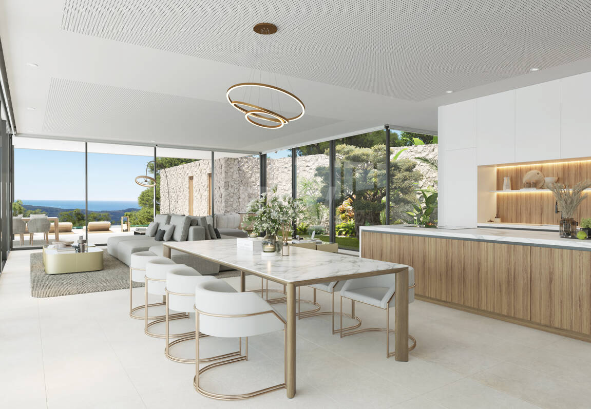 Chic Hillside Residence med panoramautsikt över havet