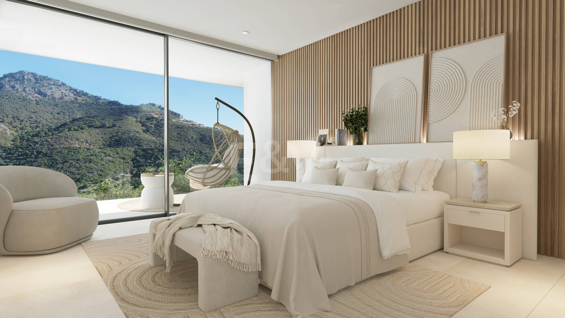 Chic Hillside Residence med panoramautsikt över havet