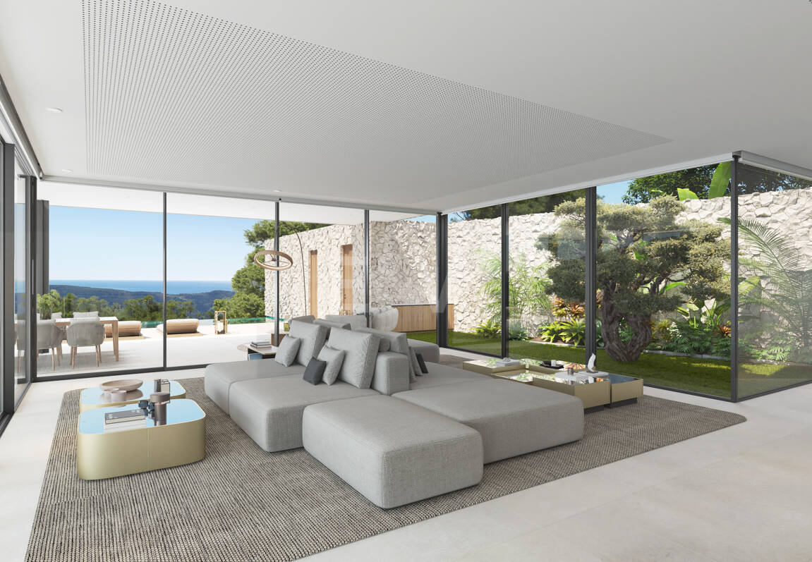 Chic Hillside Residence med panoramautsikt över havet