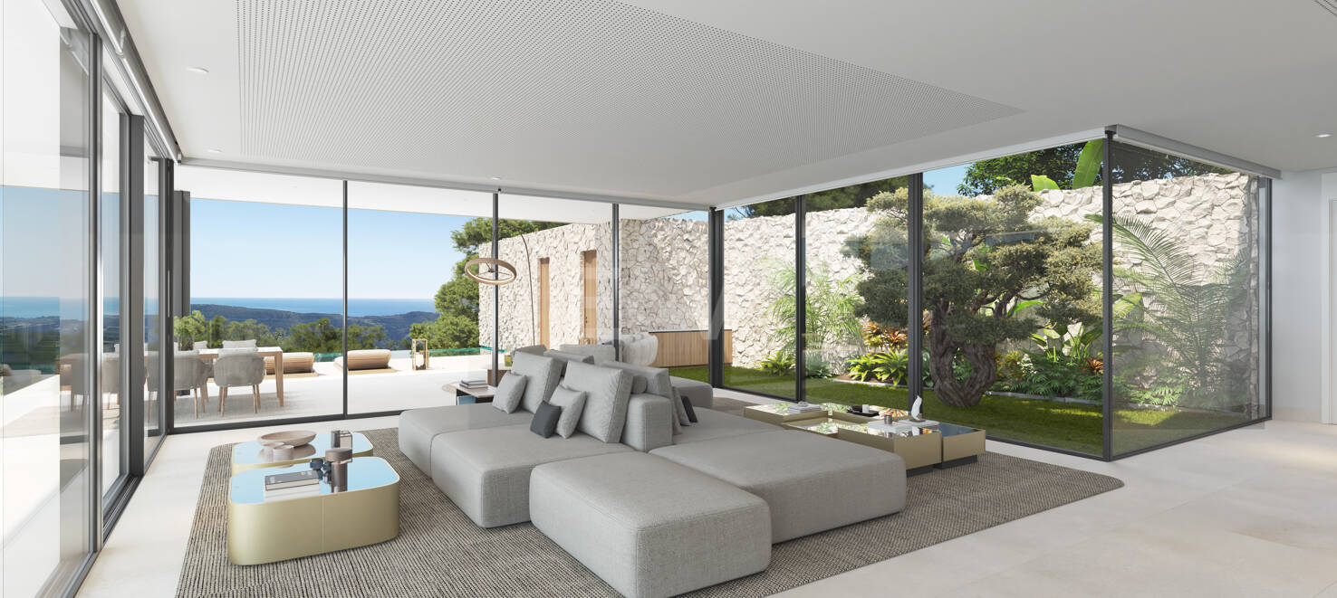 Chic Hillside Residence with Panoramic Sea Views