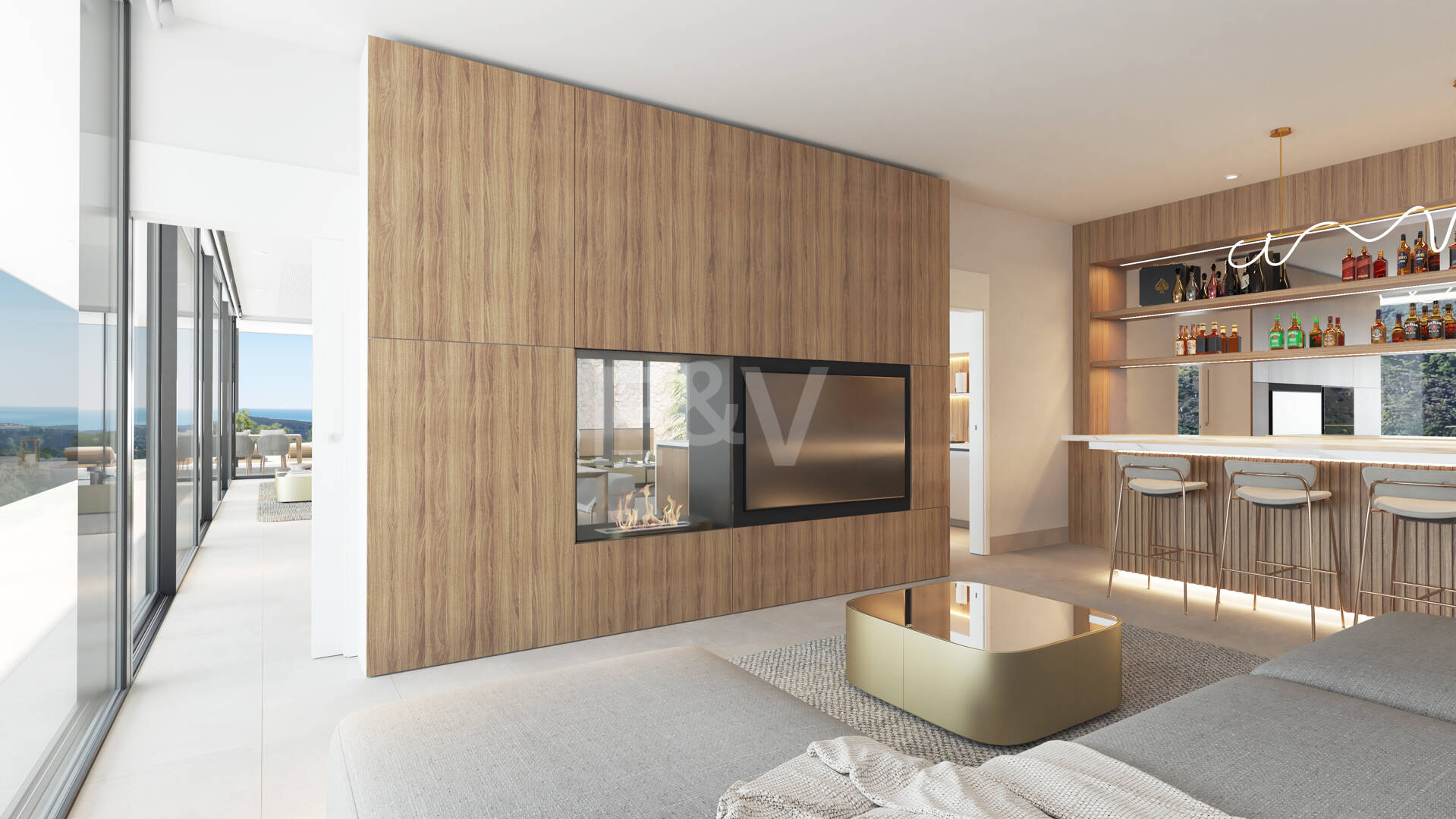 Chic Hillside Residence med panoramautsikt över havet