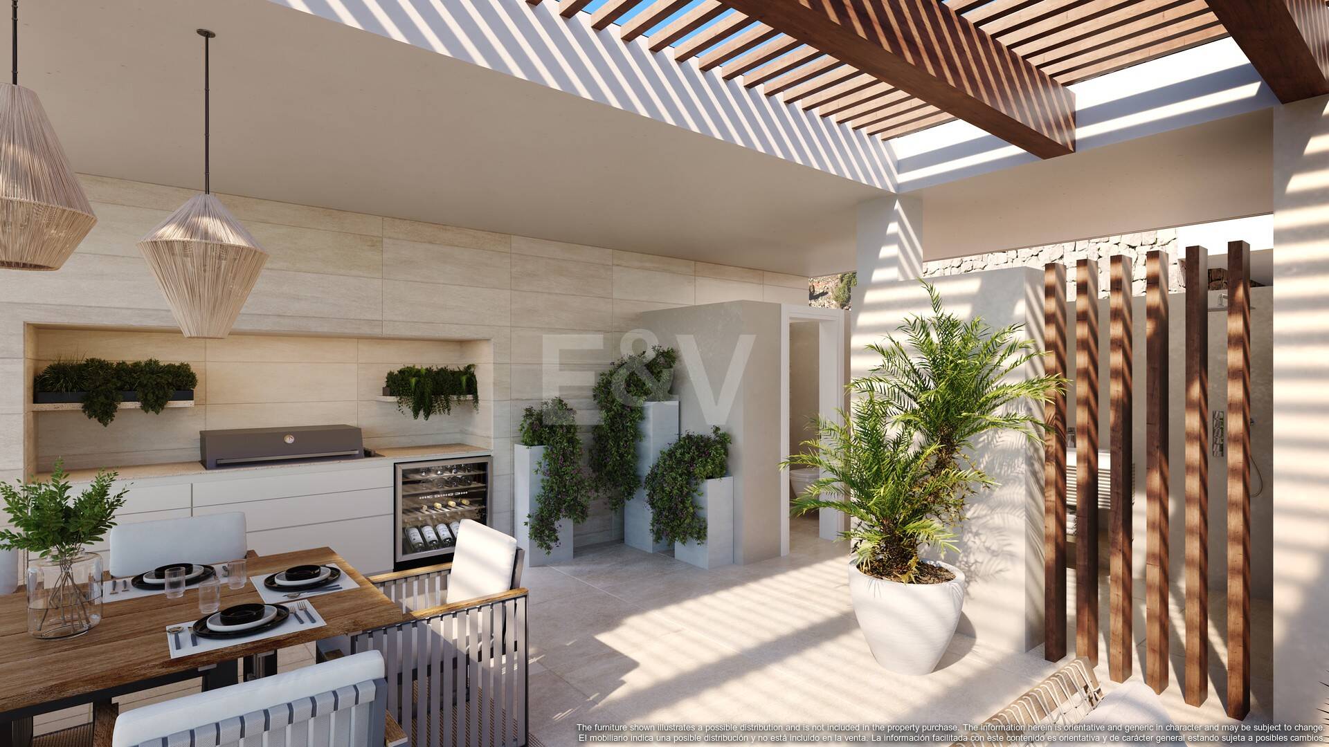 Super-Gartenwohnung mit privatem Pool und Panorama­blick auf Meer, Berge und See