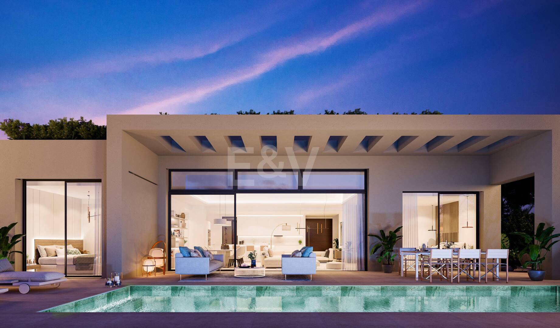 Villa moderne avec vue sur la mer dans la communautéated