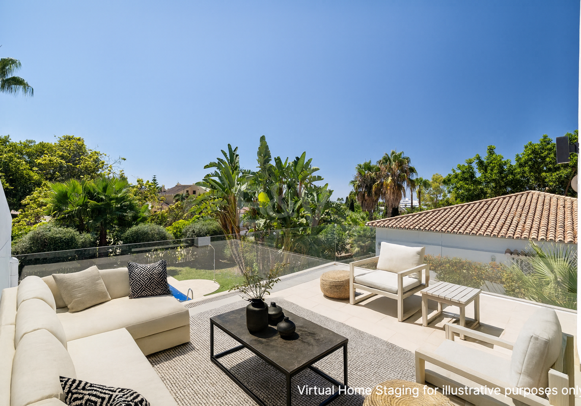 Villa élégante avec piscine, jardin tropical et appel urbain