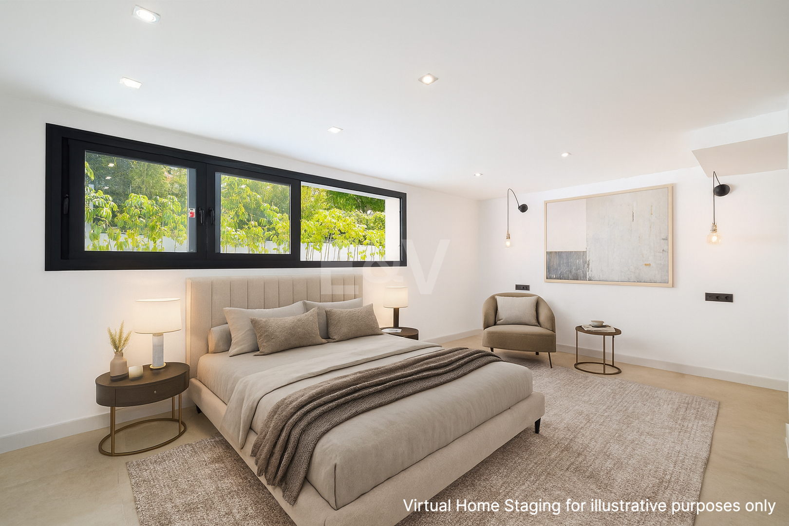 Villa elegante con piscina, jardín tropical y atractivo urbano