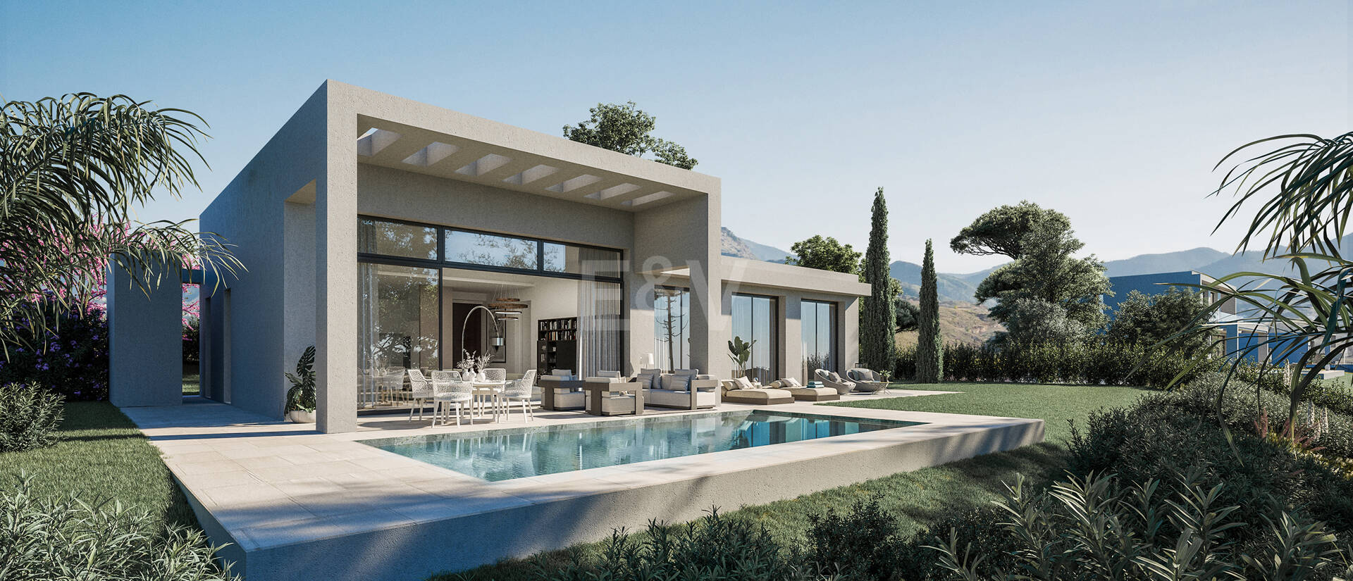 Villa contemporaine avec vue sur la mer à couper le souffle dans un prestigieux domaine