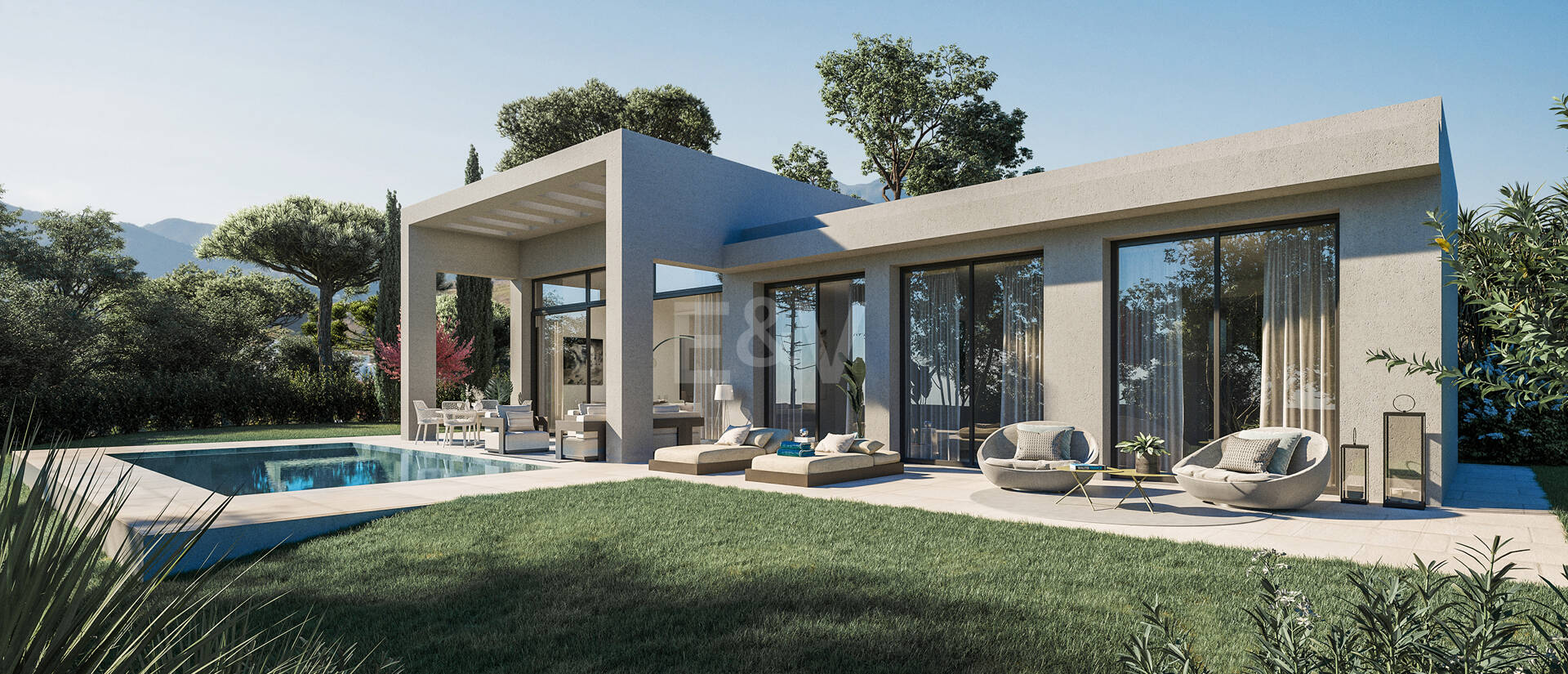 Villa contemporaine avec vue sur la mer à couper le souffle dans un prestigieux domaine