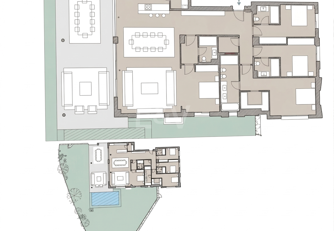 Elegante Gartenwohnung mit privatem Pool in exklusiver Resortanlage