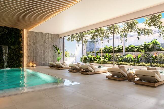 Moderno apartamento de estilo resort con vistas panorámicas al mar en Altos de Los Monteros