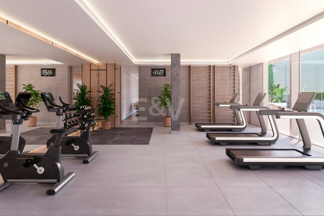 Moderno apartamento de estilo resort con vistas panorámicas al mar en Altos de Los Monteros