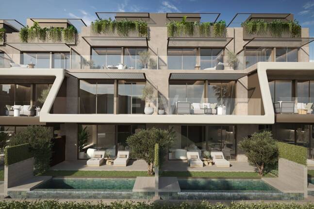 Casa adosada contemporánea con piscina privada y diseño moderno