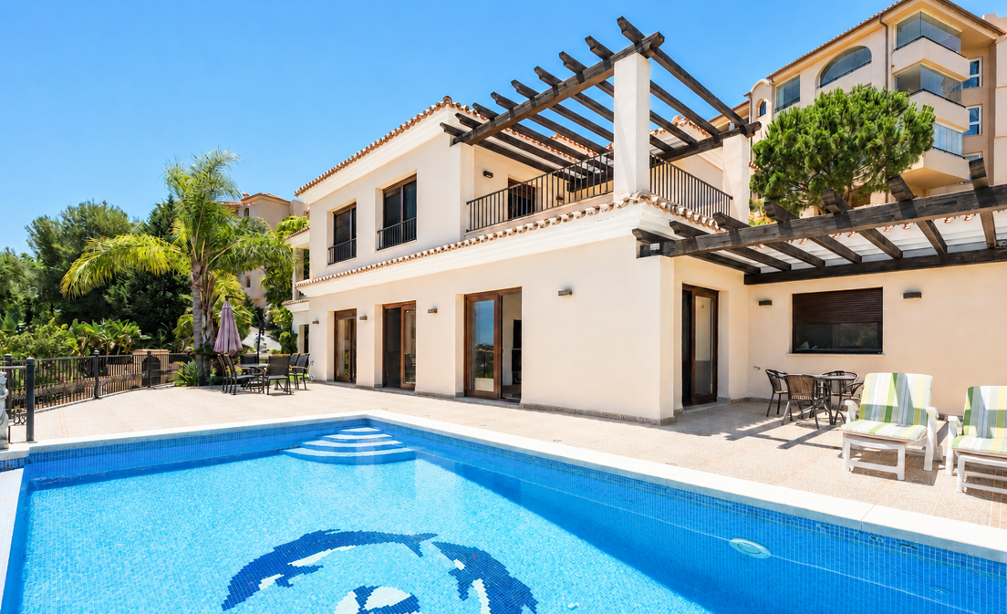 Helle Villa mit Blick auf Santa María Golf