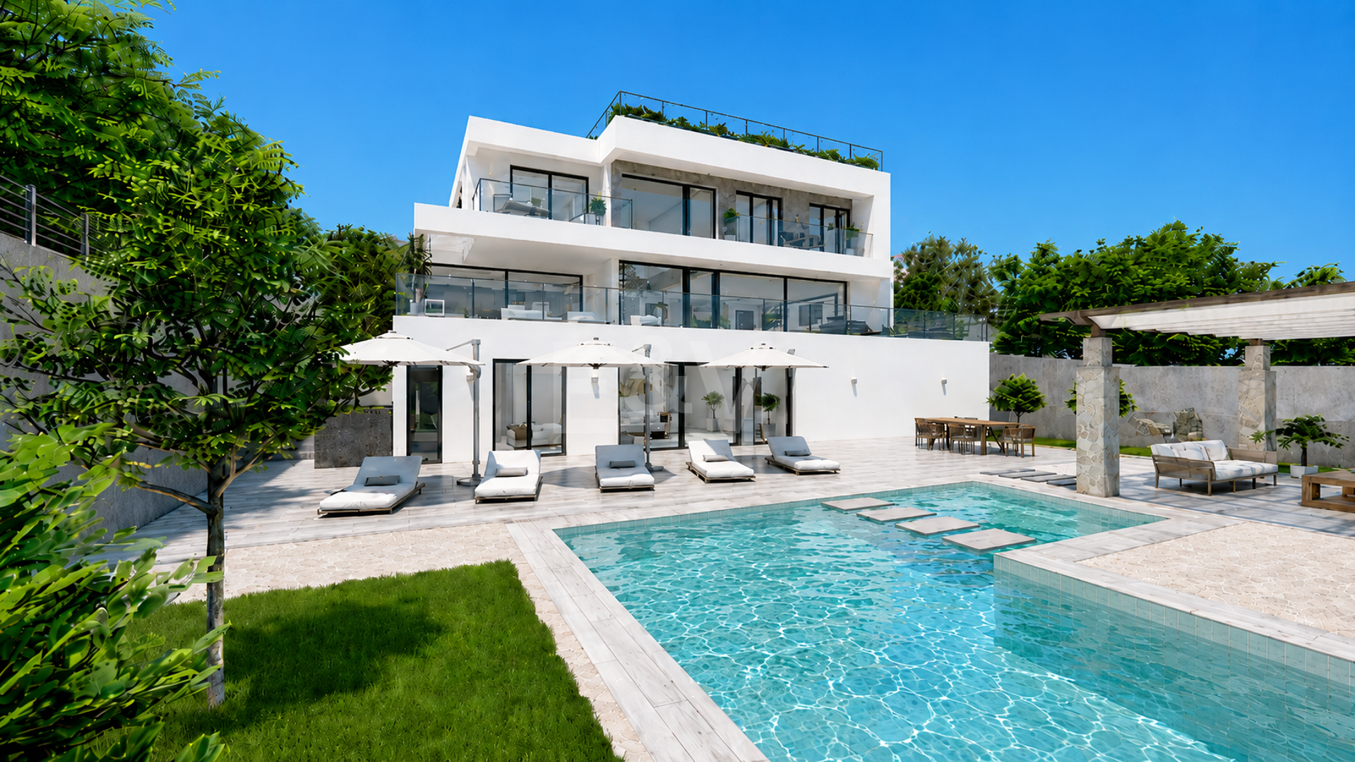 Villa de lujo en construcción con vistas al mar y junto a Santa María Golf Club