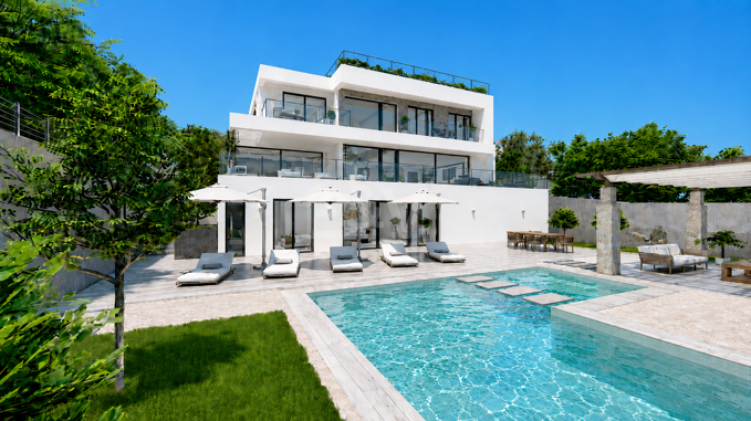 Luxury Villa under Construction with Sea Views, next to Santa Maria Golf Club