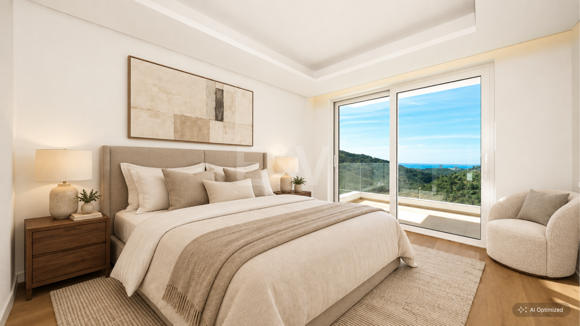Villa de lujo con salón de doble altura, vistas panorámicas al mar y servicios de resort en Palo Alto, Marbella