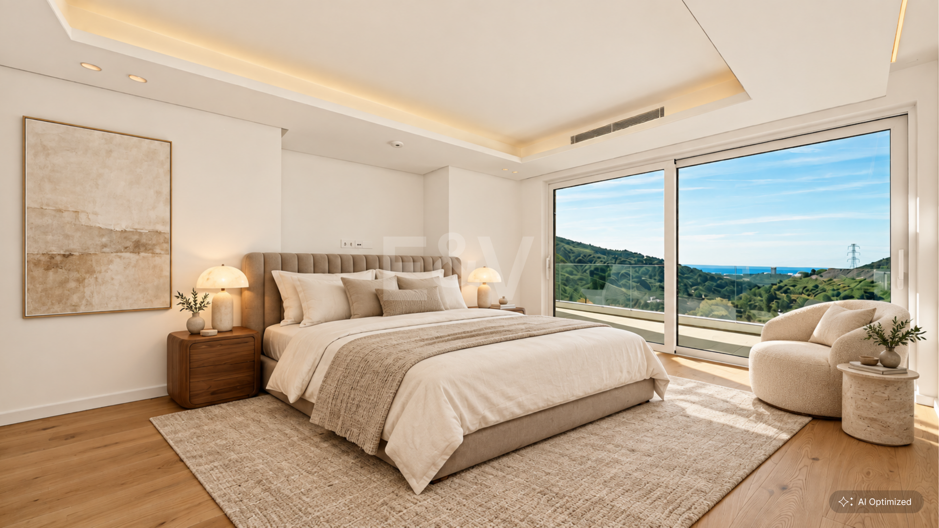 Villa de lujo con salón de doble altura, vistas panorámicas al mar y servicios de resort en Palo Alto, Marbella