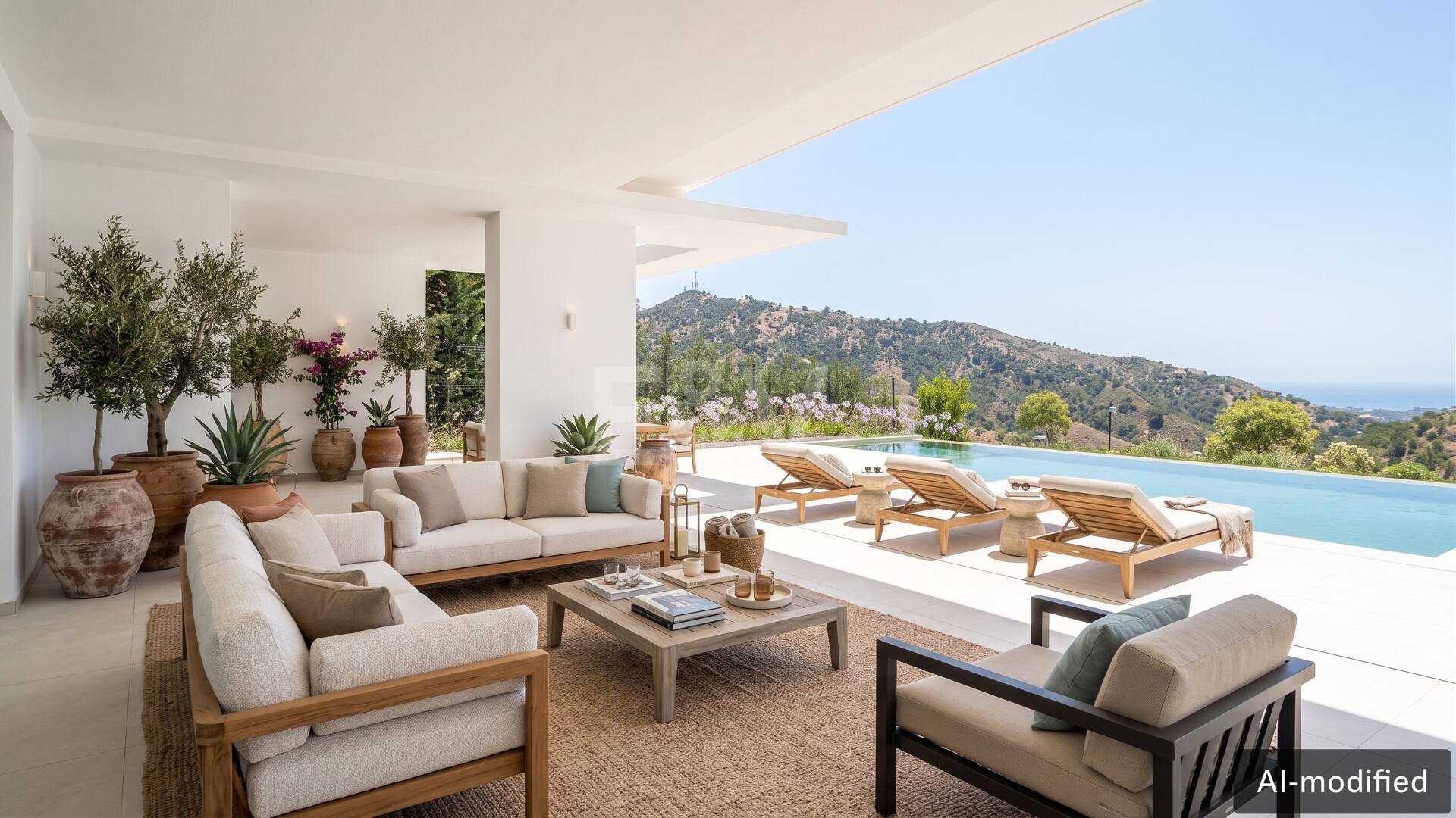 Villa de lujo con salón de doble altura, vistas panorámicas al mar y servicios de resort en Palo Alto, Marbella