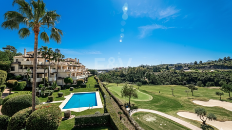 Ático dúplex en la lujosa comunidad de golf en primera línea Capanes del Golf, con vistas panorámicas al golf y al mar y servicios tipo resort