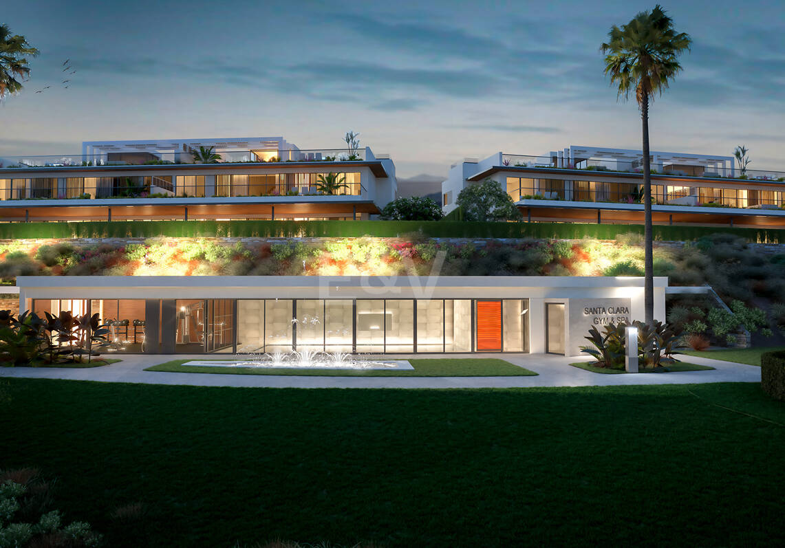 Luksusowy dwupoziomowy penthouse z czterema sypialniami i prywatnym basenem na dachu, z widokiem na pole golfowe Santa Clara