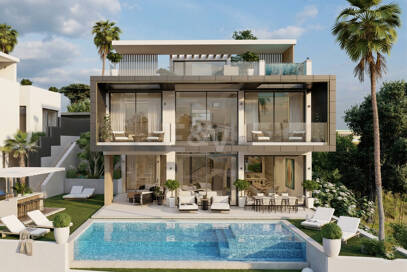 Excellent terrain de Villa avec vue panoramique sur la mer, le golf et la montagne et projet approuvé