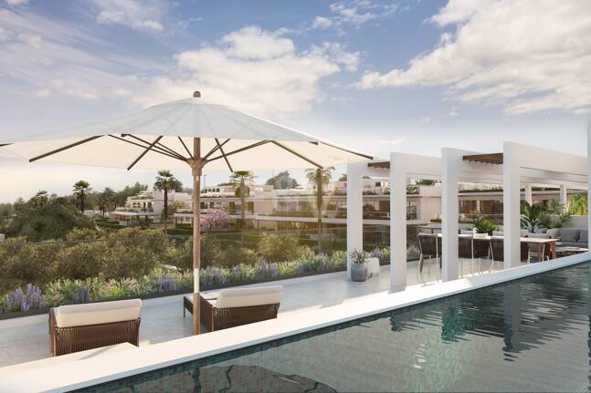 Exclusivo apartamento en planta baja con jardín privado, piscina y planta adicional – Santa Clara, Marbella