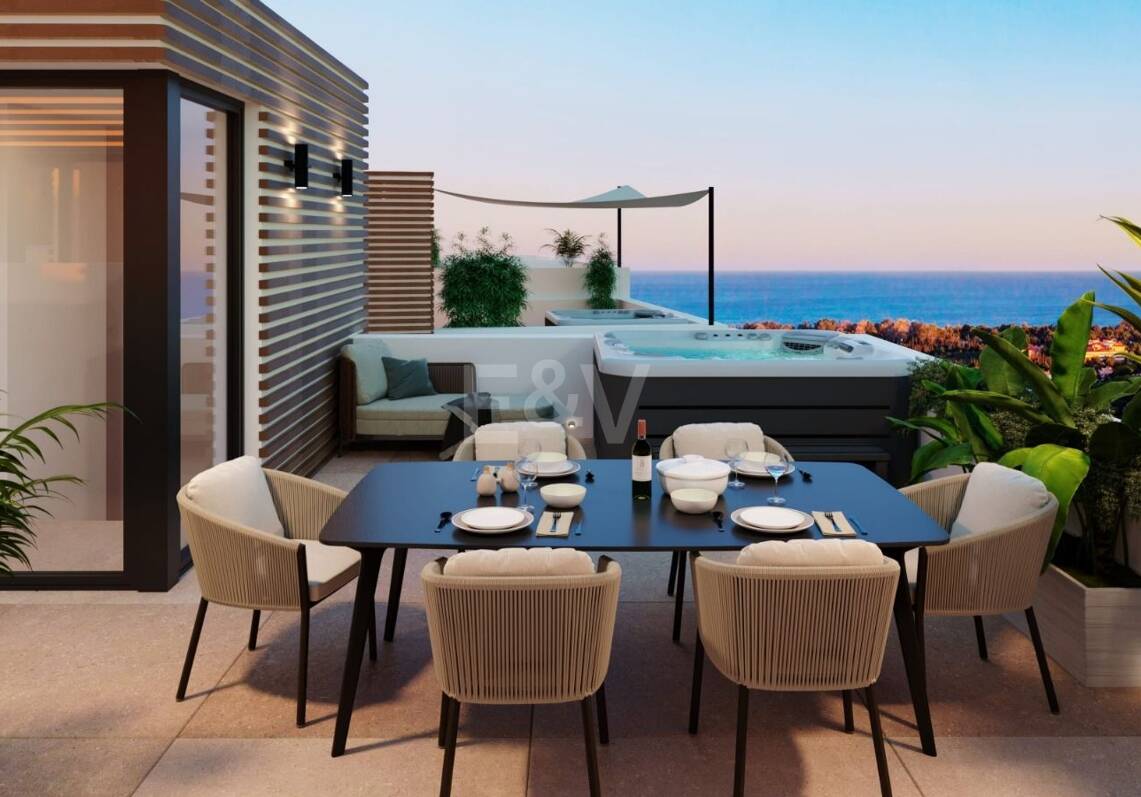 Podwyższone współczesne życie z widokiem na morze panoramiczne w Elviria Hills