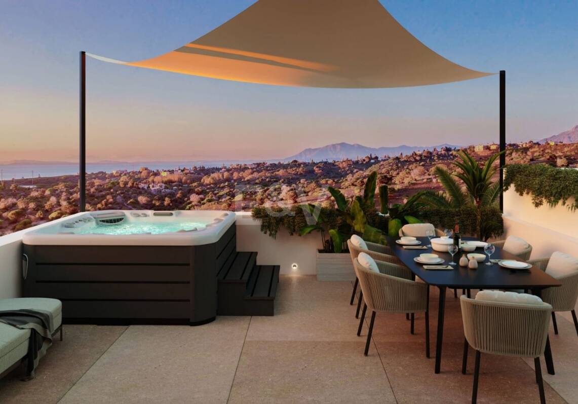 Podwyższone współczesne życie z widokiem na morze panoramiczne w Elviria Hills