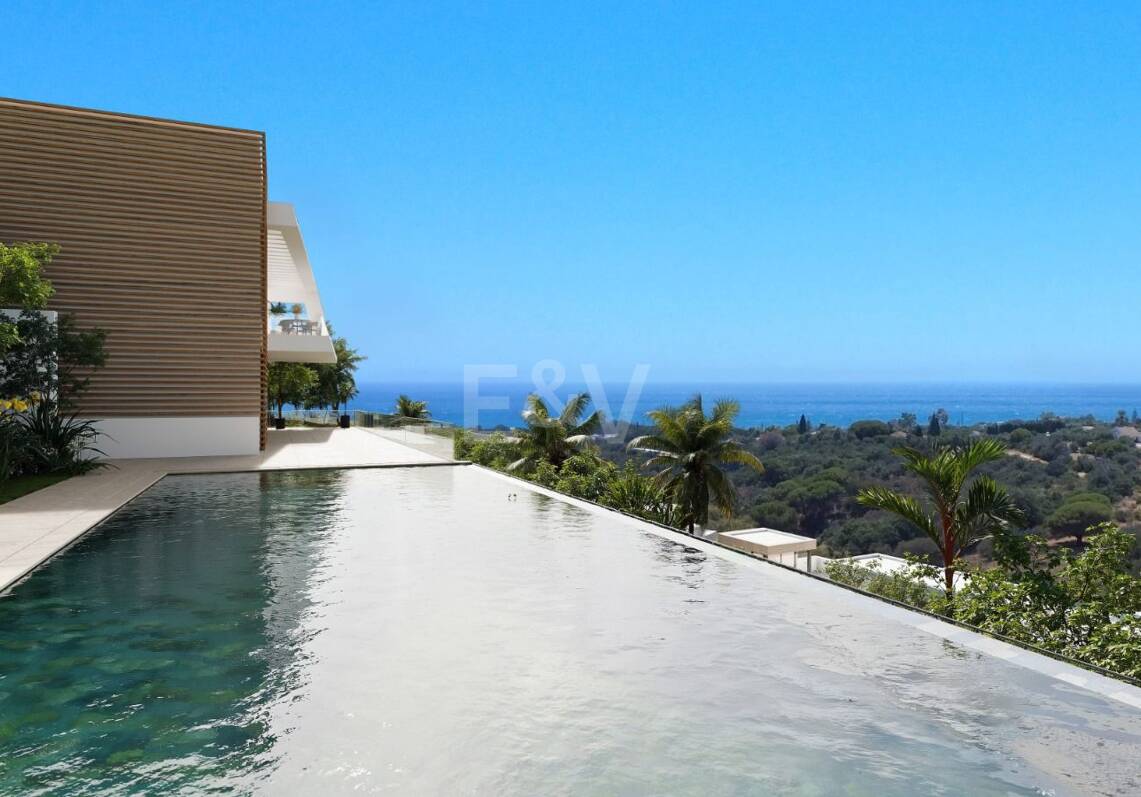 Podwyższone współczesne życie z widokiem na morze panoramiczne w Elviria Hills