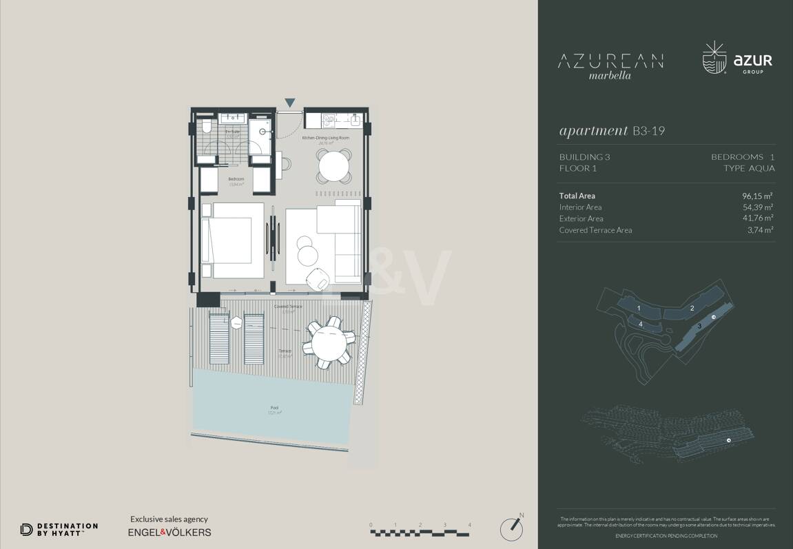 Exclusive One-Bedroom Aqua Apartment in Azurean with 5* Destination by Hyatt Management