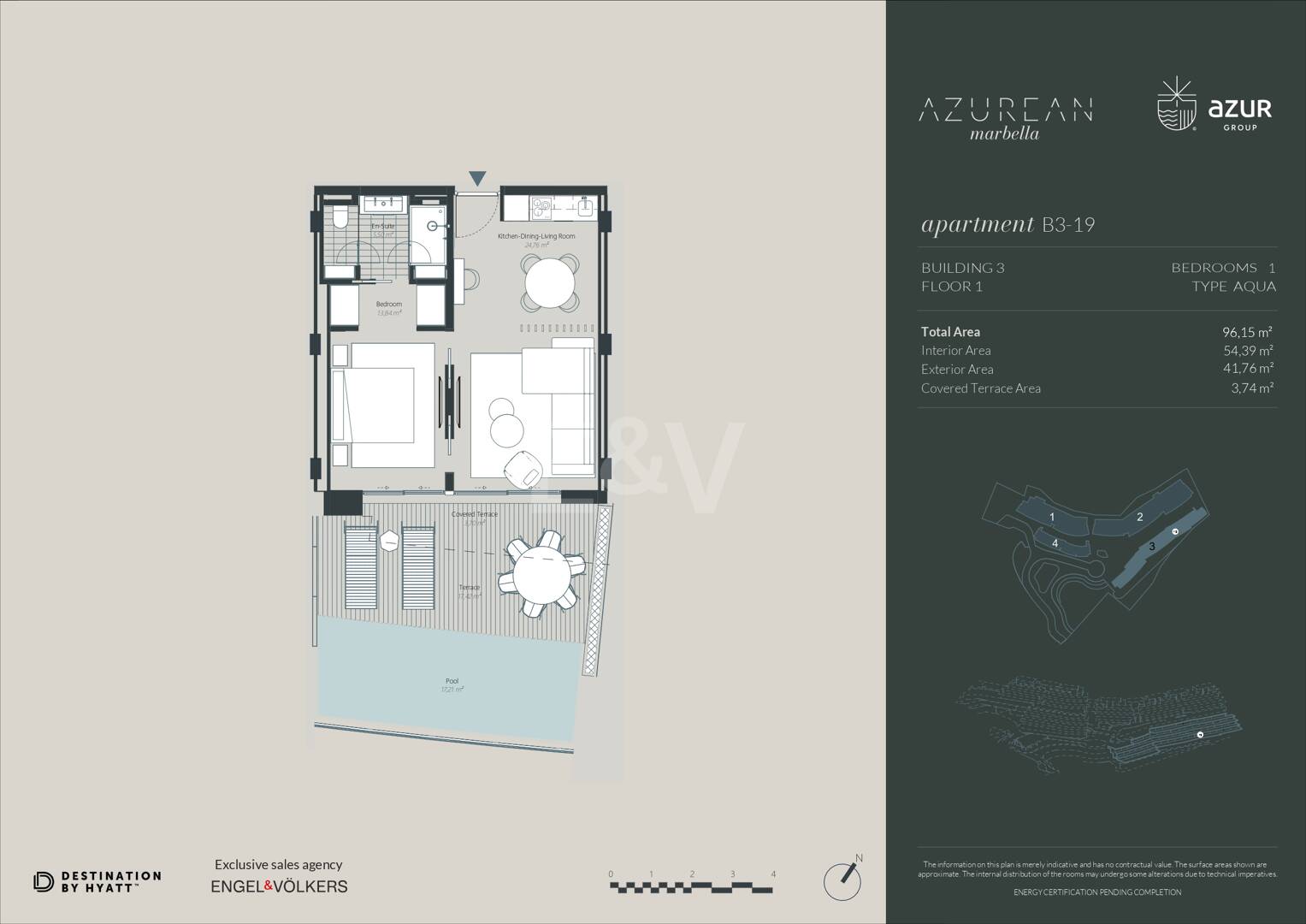 Exclusive One-Bedroom Aqua Apartment in Azurean with 5* Destination by Hyatt Management