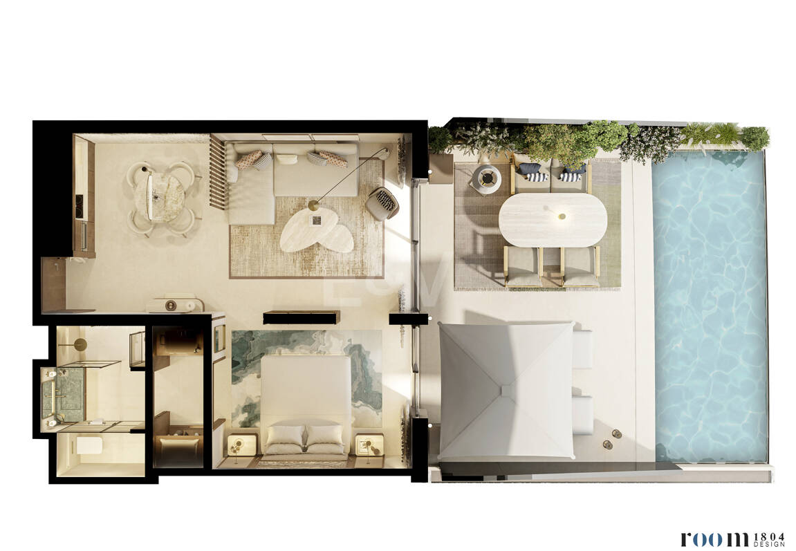 Exclusive One-Bedroom Aqua Apartment in Azurean with 5* Destination by Hyatt Management