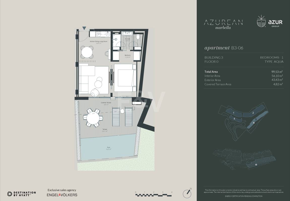 Exklusives Aqua-Apartment mit einem Schlafzimmer in Azurean mit 5* Destination by Hyatt Management