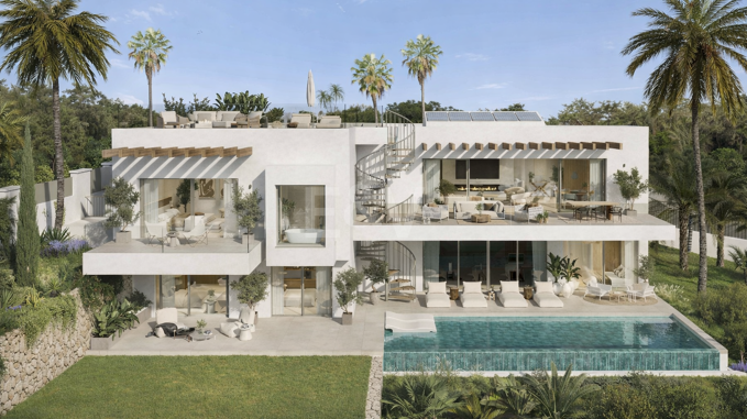 Samtida Off-Plan Villa med privat pool och panorama Utsikt